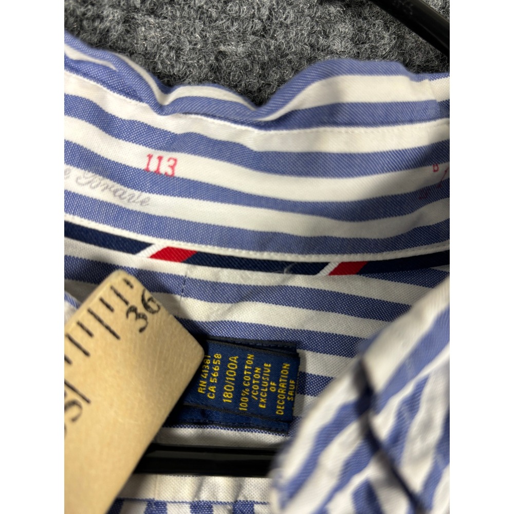 Ralph Lauren Striped Oxford Button Down Shirt Large Blue White Long Sleeve Pony - Picture 7 of 11